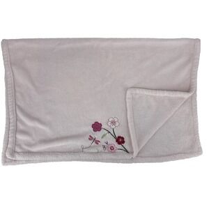 Kidsline Baby Blanket Dragonfly Flowers Pink Embroidered Plush Soft‎